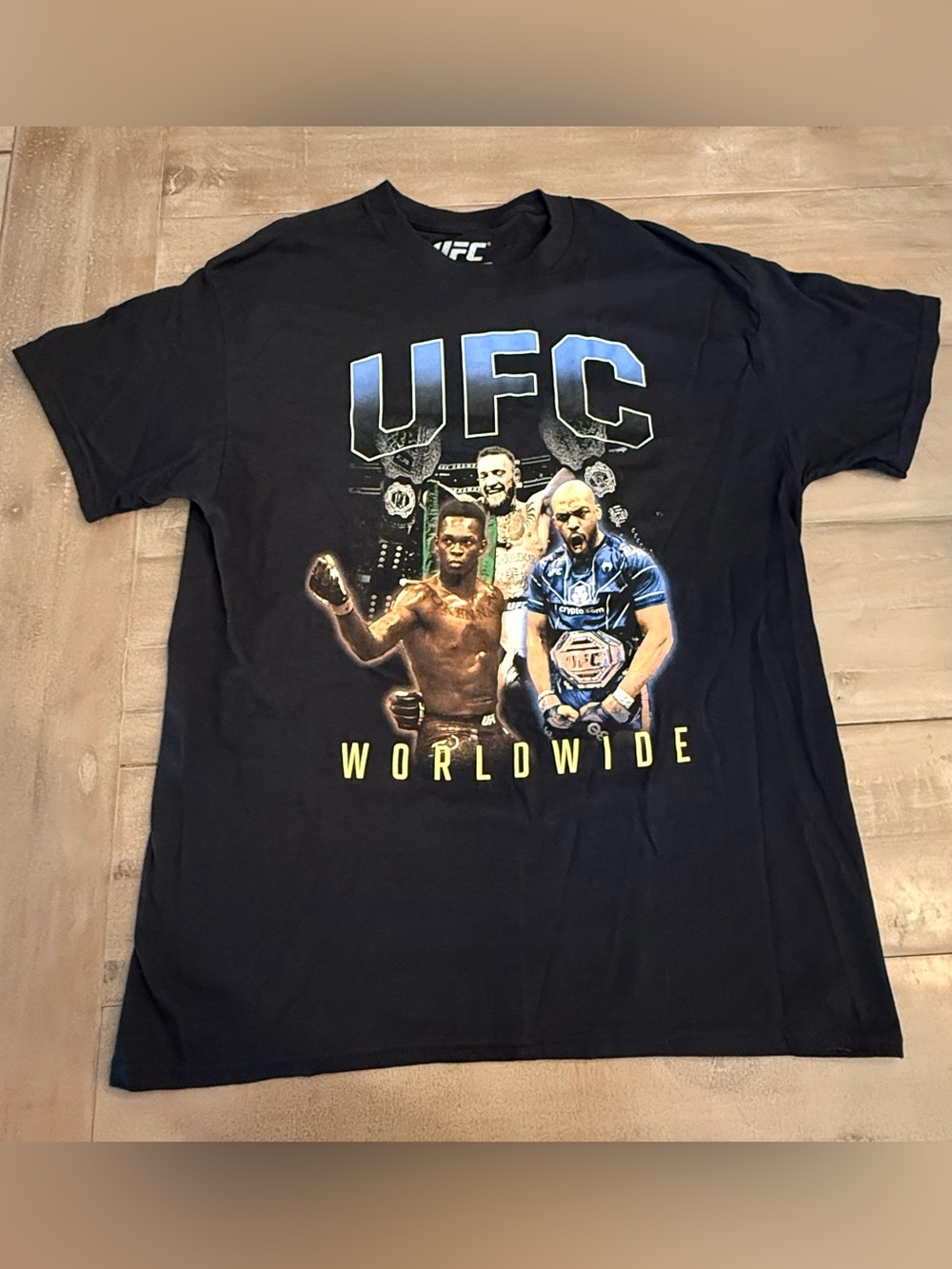 UFC Worldwide Graphic T-Shirt Sz L McGregor, Jones, and Adesanya